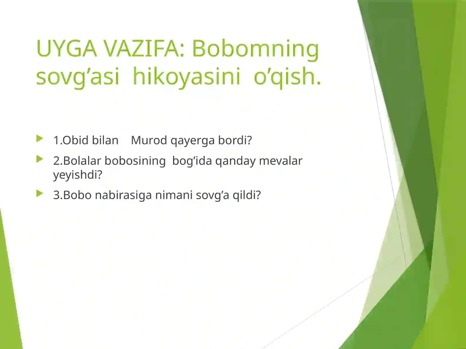 O'qish fanidan Nihollar nolasi mavzusida dars taqdimoti 2