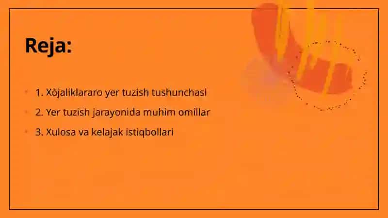 Xo'jaliklararo yer tuzish loyihasini ishlab chiqarish. 2