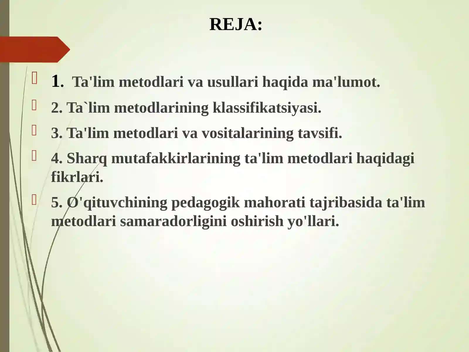 Ta`lim vositalari va metodlari 2
