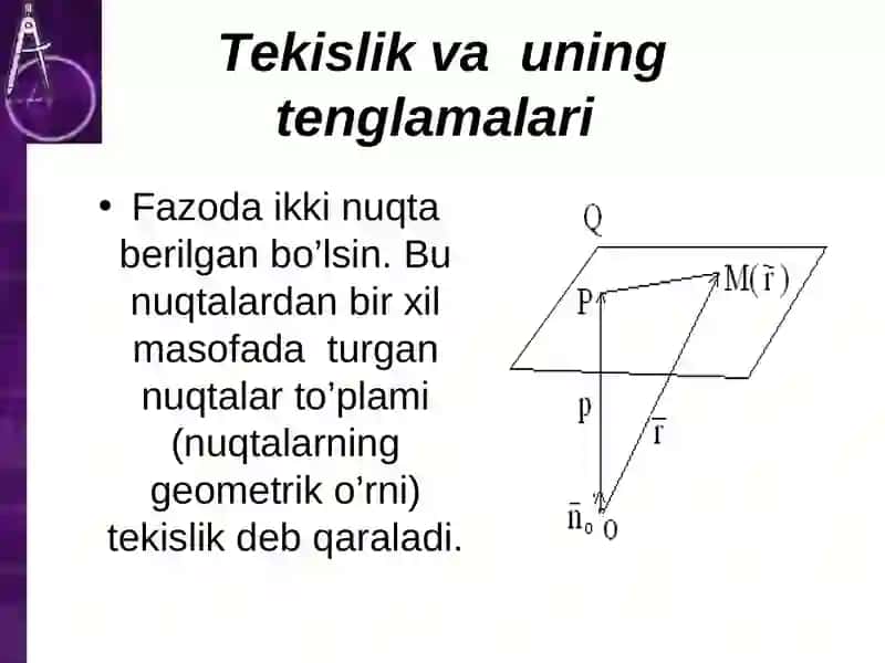 FAZODA TO`G`RI CHIZIQ TENGLAMALARI 2