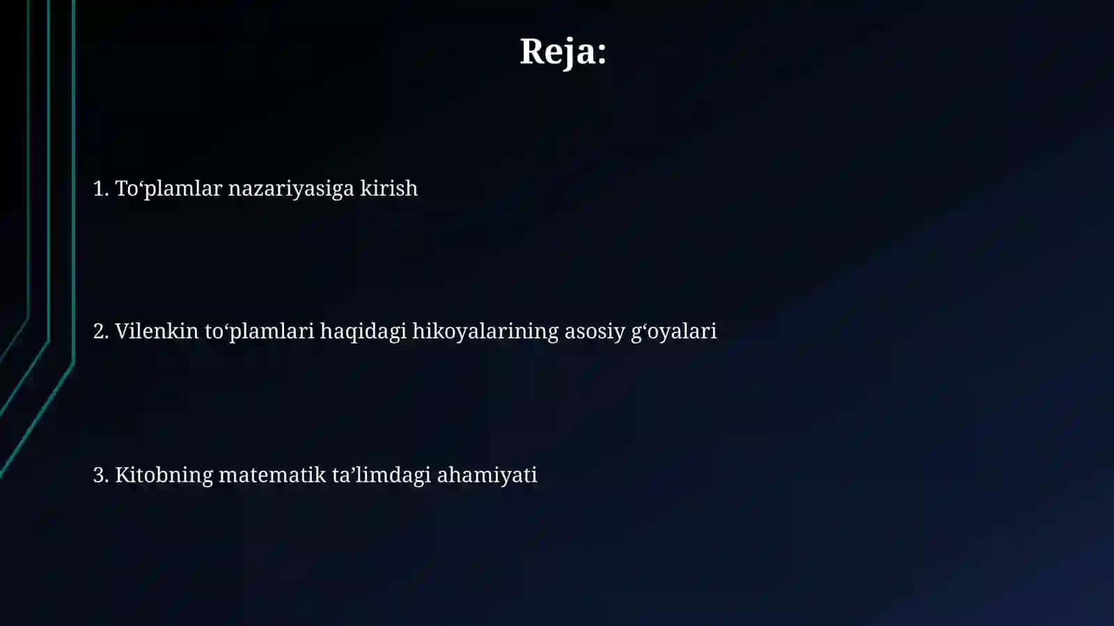 N.Ya. Valinkenning "Tôplamlar haqidagi hikoyalar"kitobinioʻrganish 2