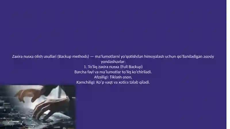 Zaxira nusxa olish usullari 2