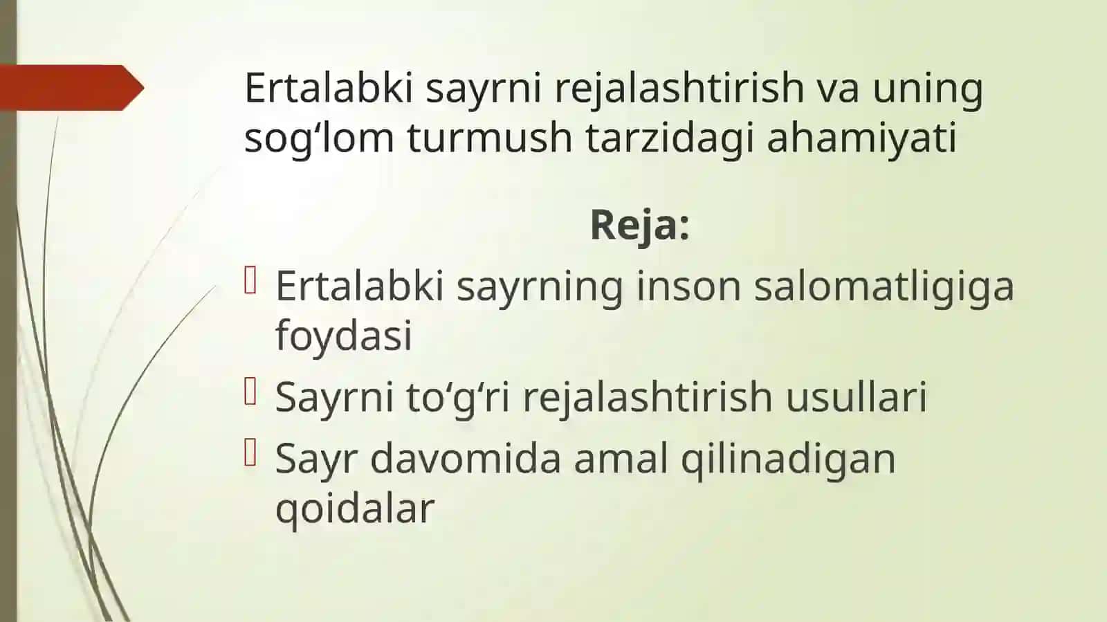Ertalabki sayrni rejalashtirish va uning sog‘lom turmush tarzidagi ahamiyati 2