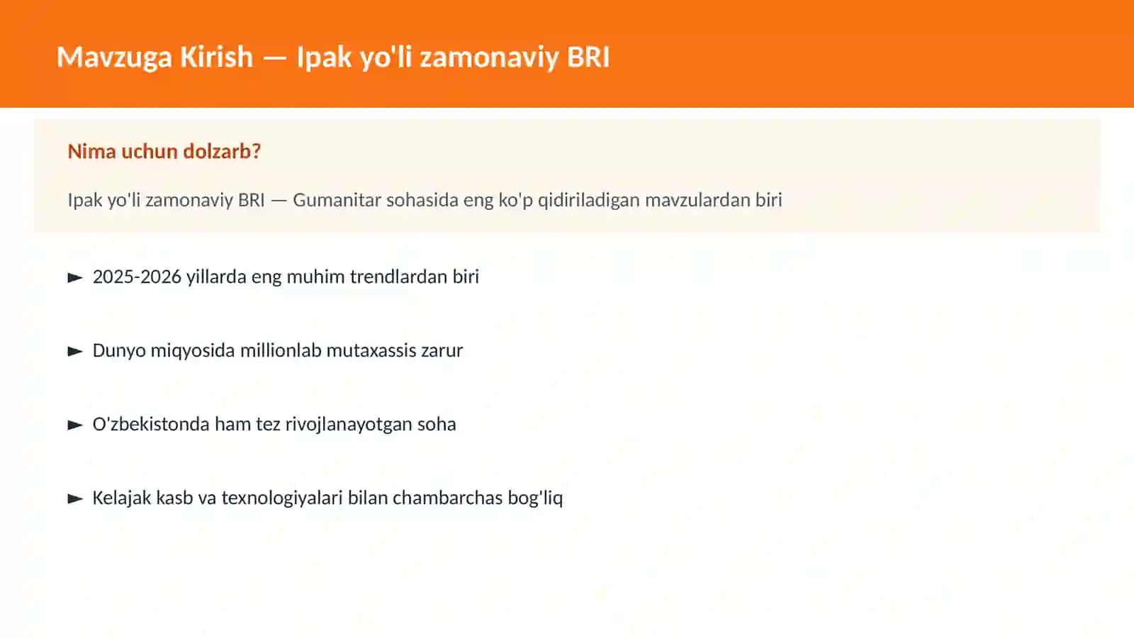 Ipak yo'li zamonaviy BRI 2