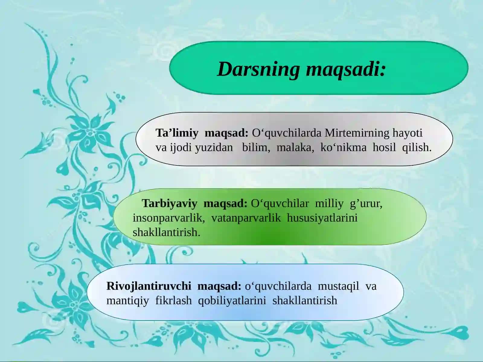 7-sinf Adabiyot fanidan Mirtemir hayoti va ijodi mavzusida dars taqdimot 2