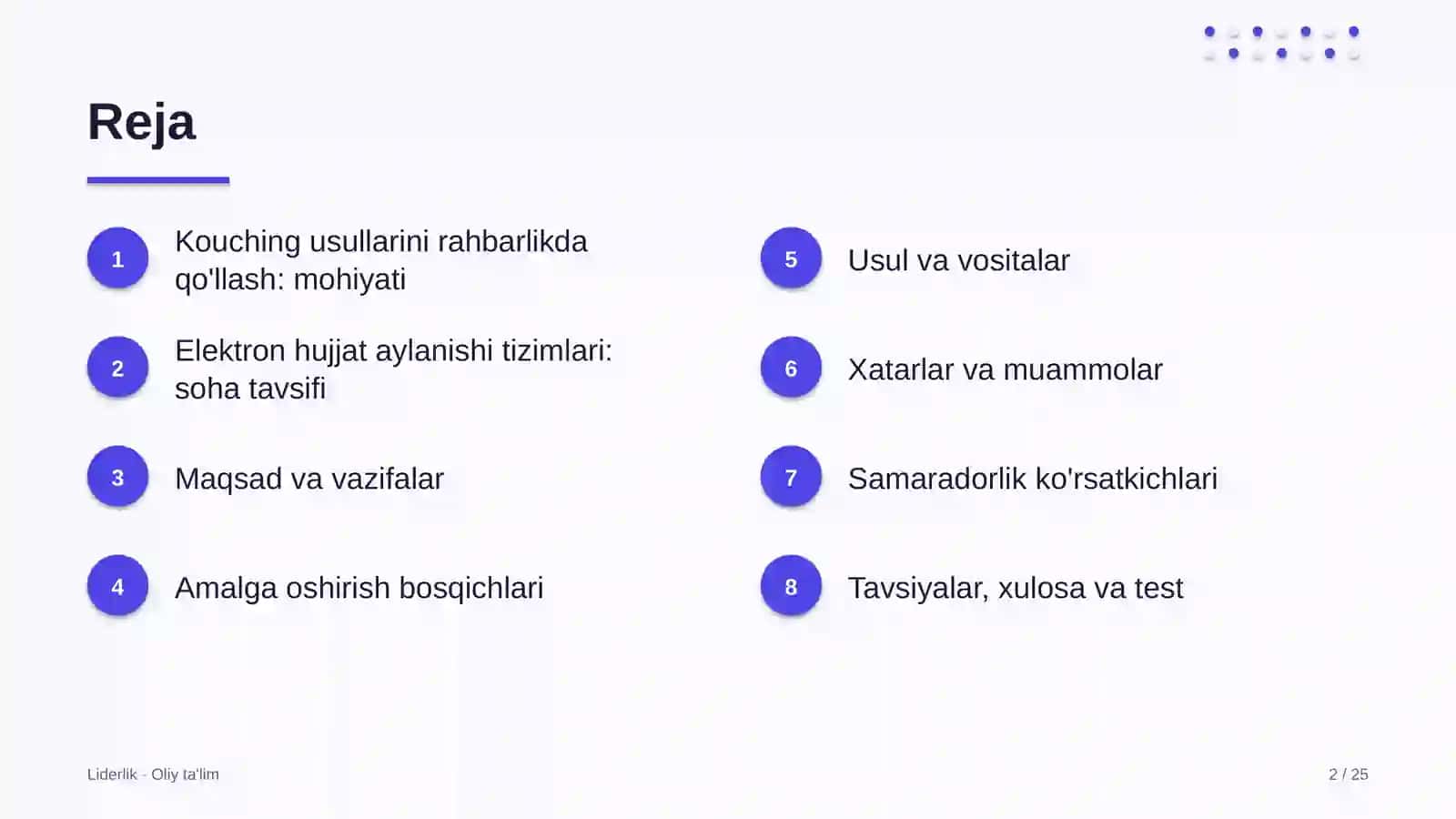 elektron hujjat aylanishi tizimlarida kouching usullarini rahbarlik amaliyotida qo'llash 4567 2
