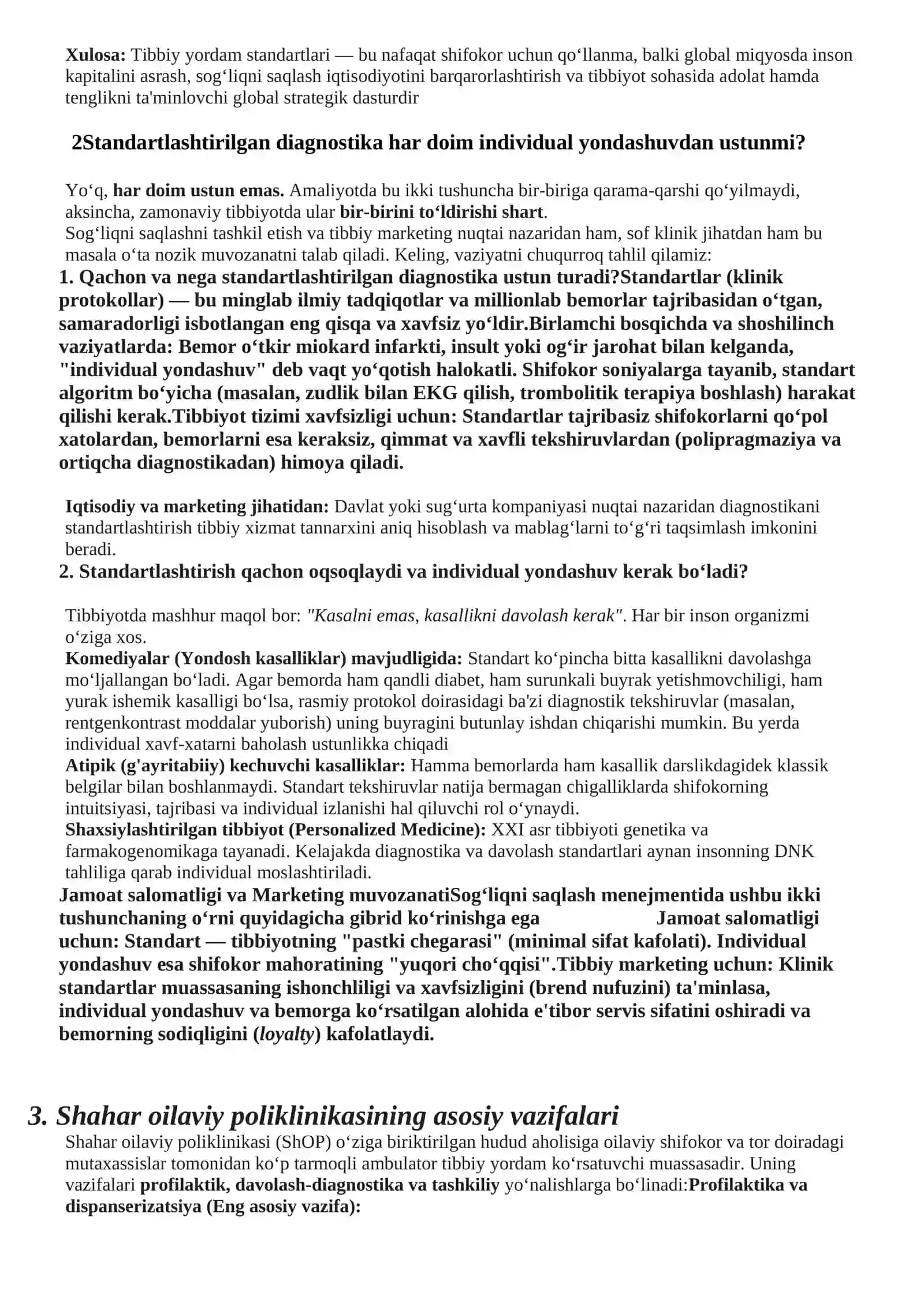 Tibbiy Yordam Standartlari va Global Sog'liqni Saqlash 2