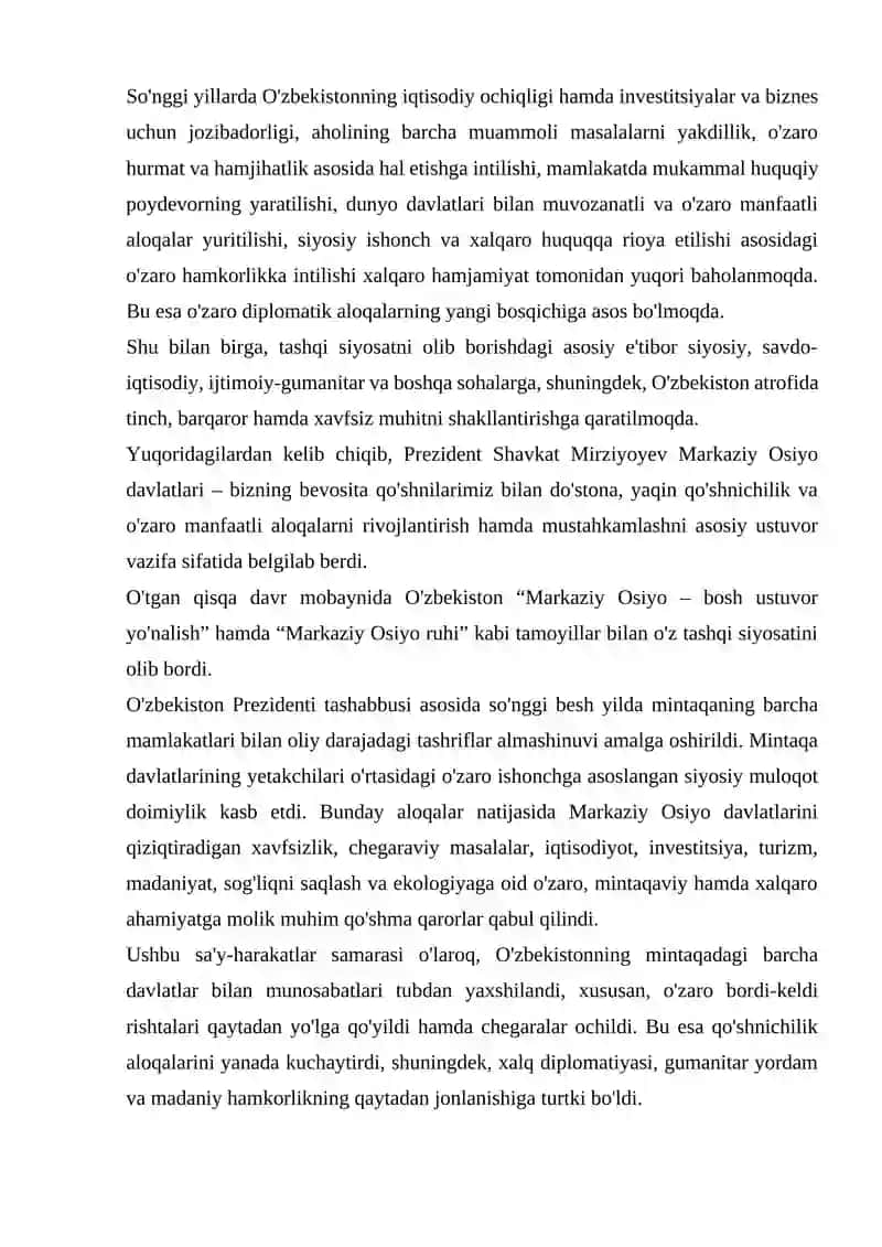 O'ZBEKISTON RESPUBLIKASI MILLIY SIYOSATINING ASOSIY TAMOYILLARI 2