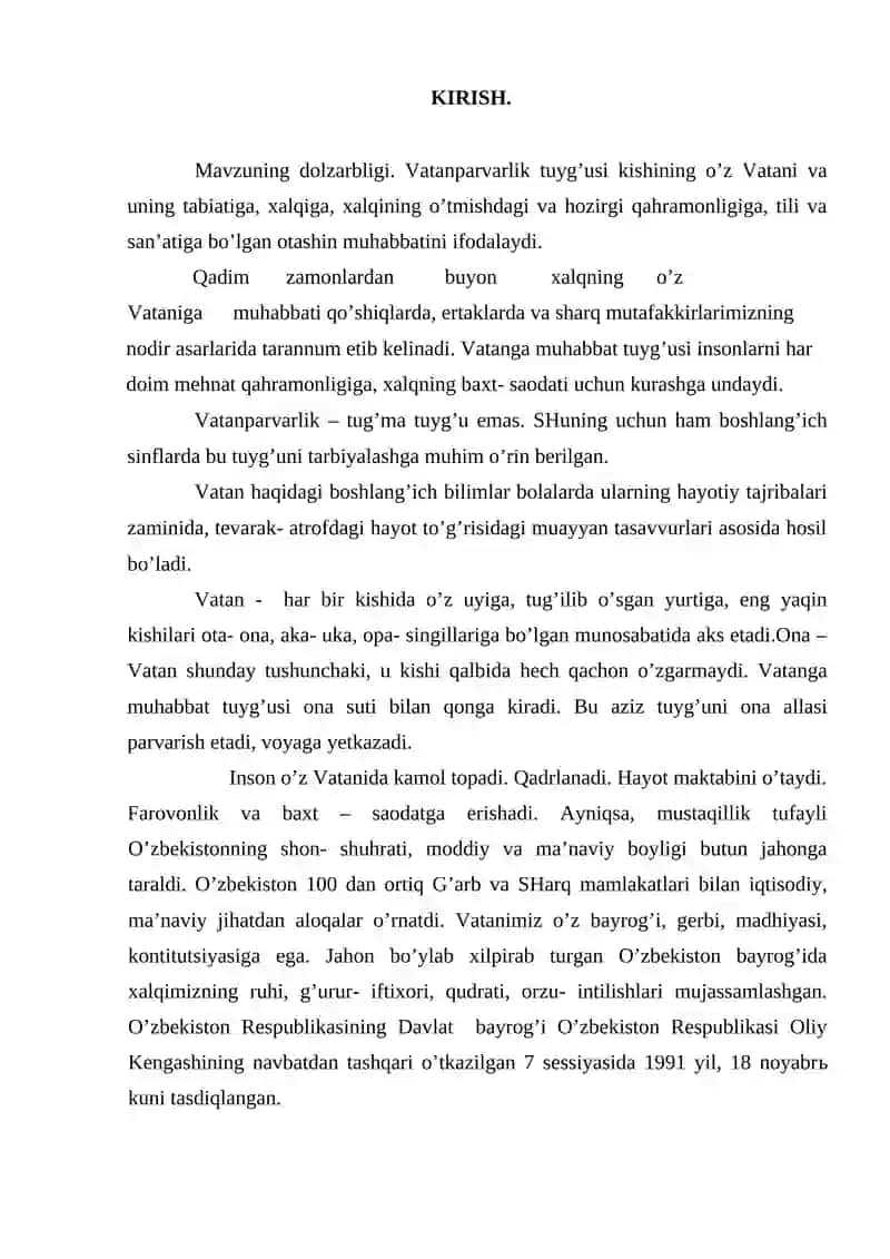 “VATAN SAJDAGOH KABI MUQADDASDIR” MAVZUSIDAGI TARBIYAVIY TADBIR SSENARIYSINI TASHKIL ETISH 2
