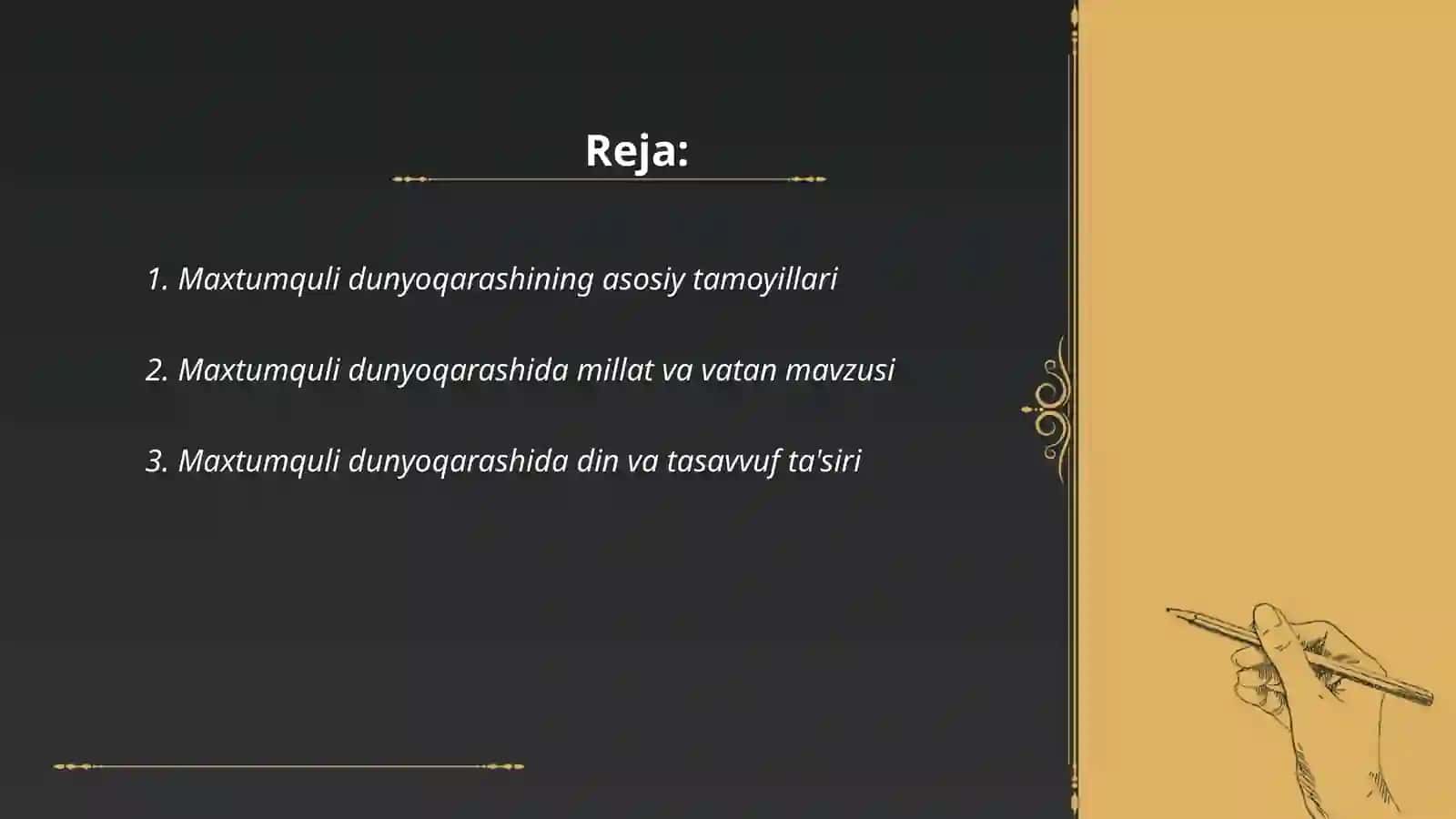 Maxtumquli dunyo qarashi 2