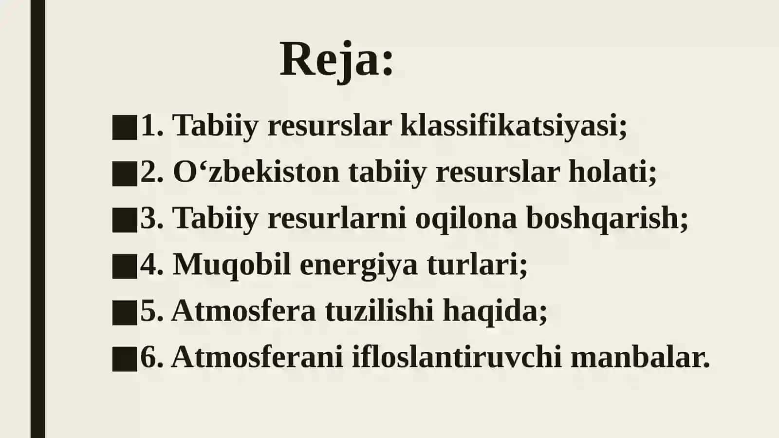 Tabiiy resurslar va ularning klassifikatsiyasi 2