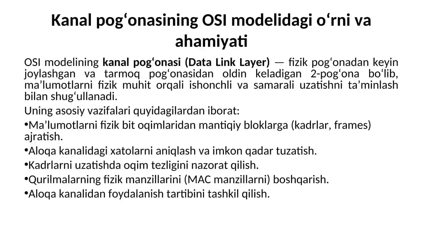 Kanal sathi funksionalligi 2