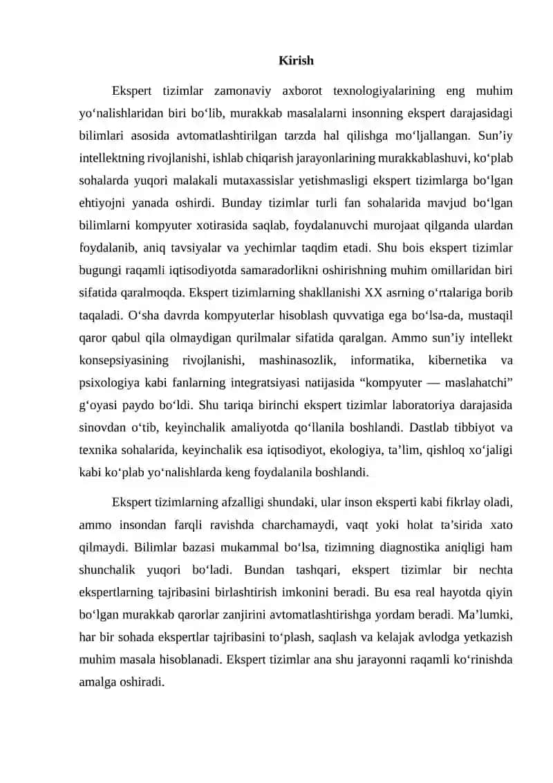 Ekspert tizimlarining turlari va vazifalari 2