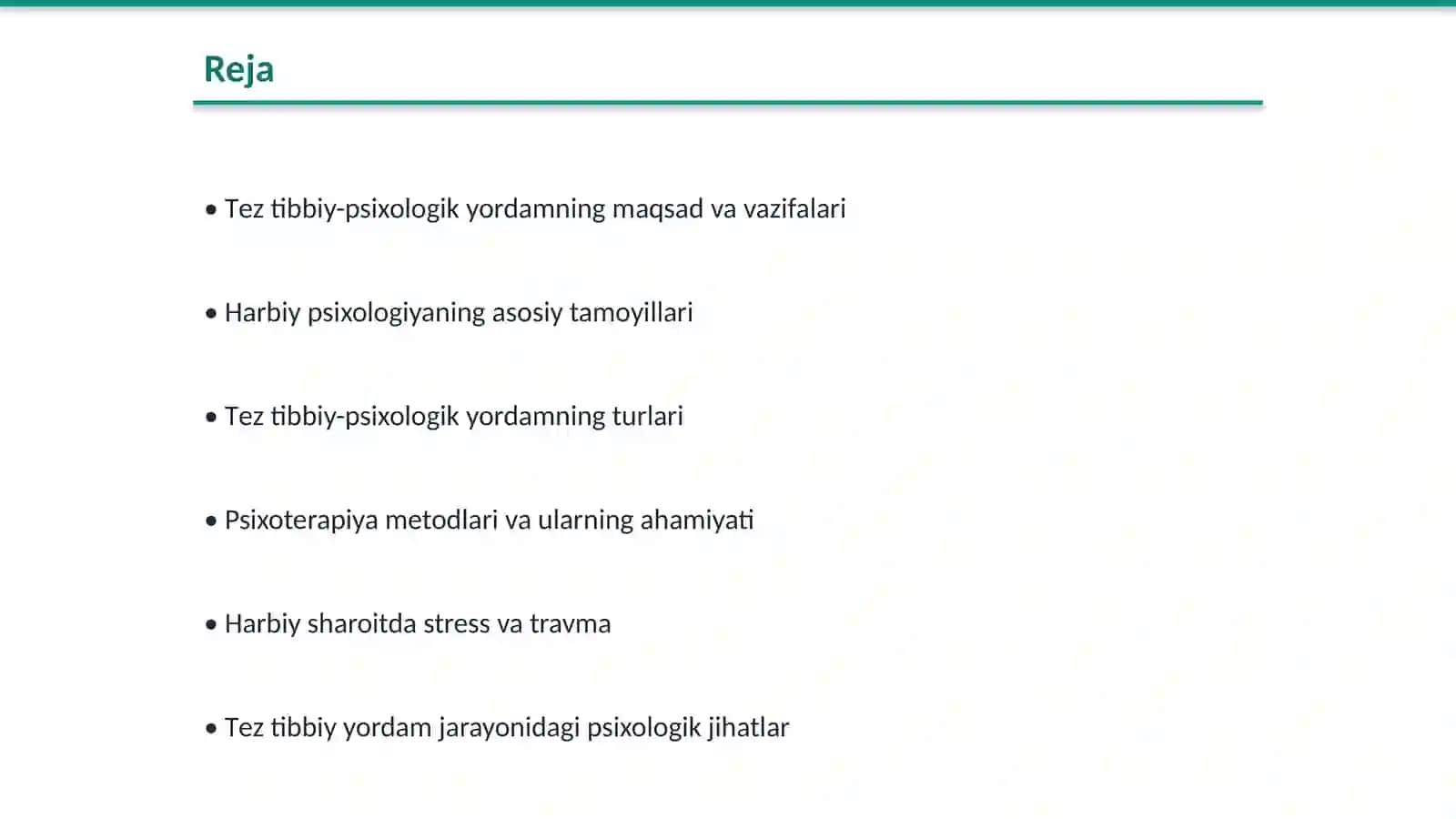 Tеz tibbiy-psiхоlоgik yordаm Hаrbiy psiхоlоgiya vа psiхоtеrаpiya 2