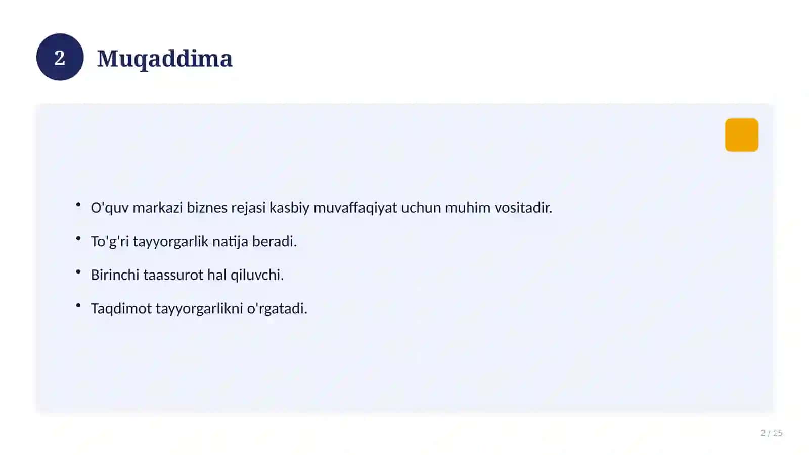 O'quv markazi biznes rejasi 2