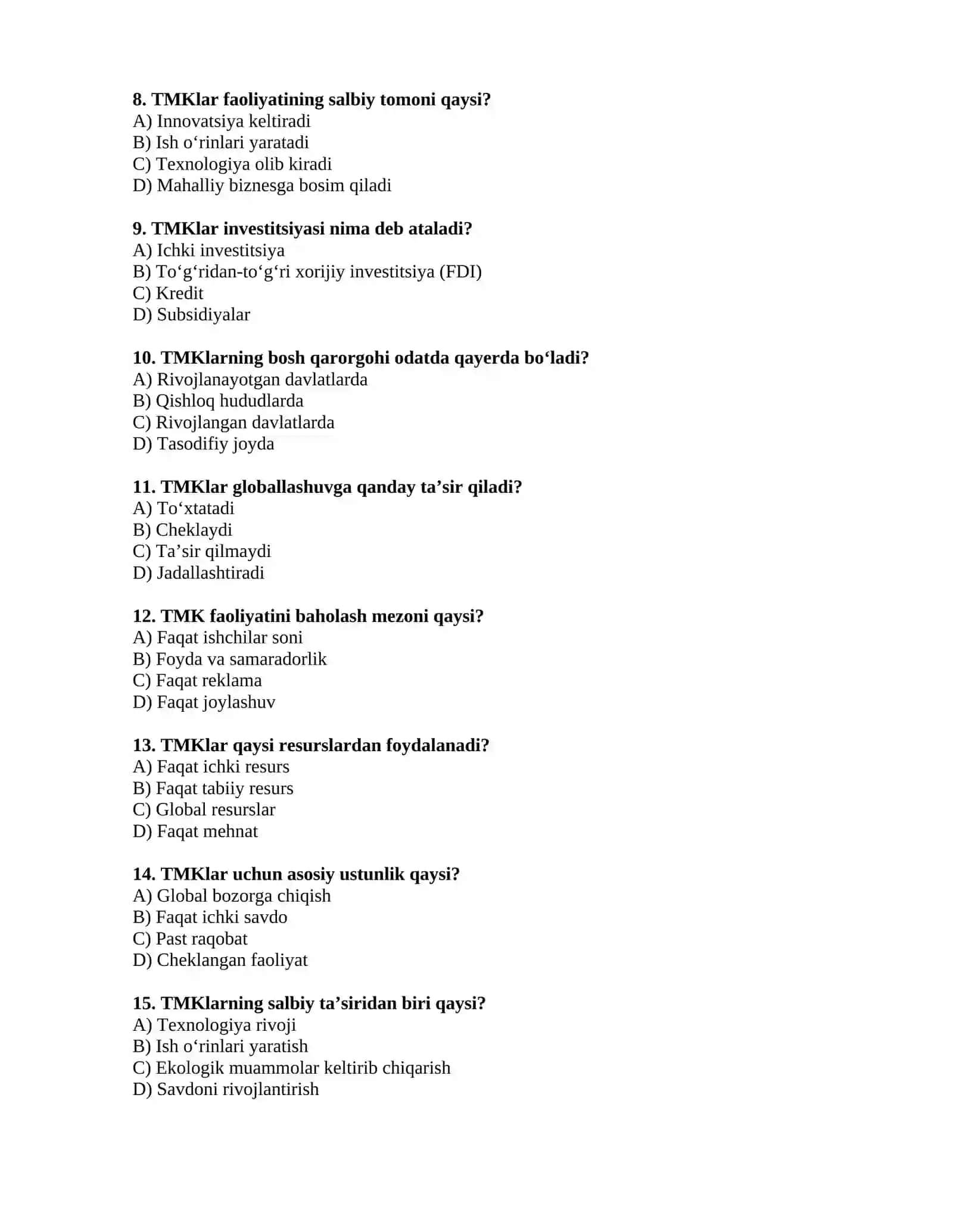 TMKlar: tahlil va ular faoliyatining baholanishi 2