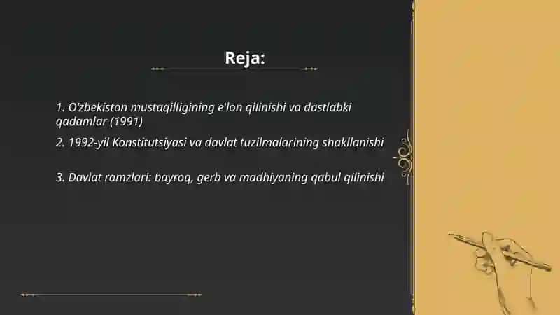 Oʻzbekiston davlatchiligining shakllanishi asoslari 2