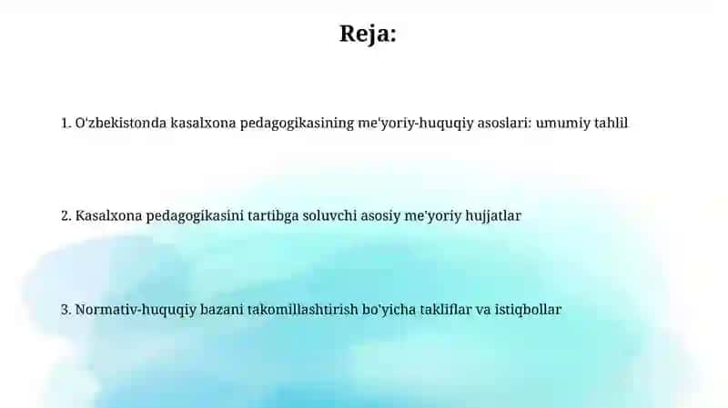 O'zbekistonda gospital pedagogikasining me'yoriy-huquqiy asoslari: umumiy tahlil 2