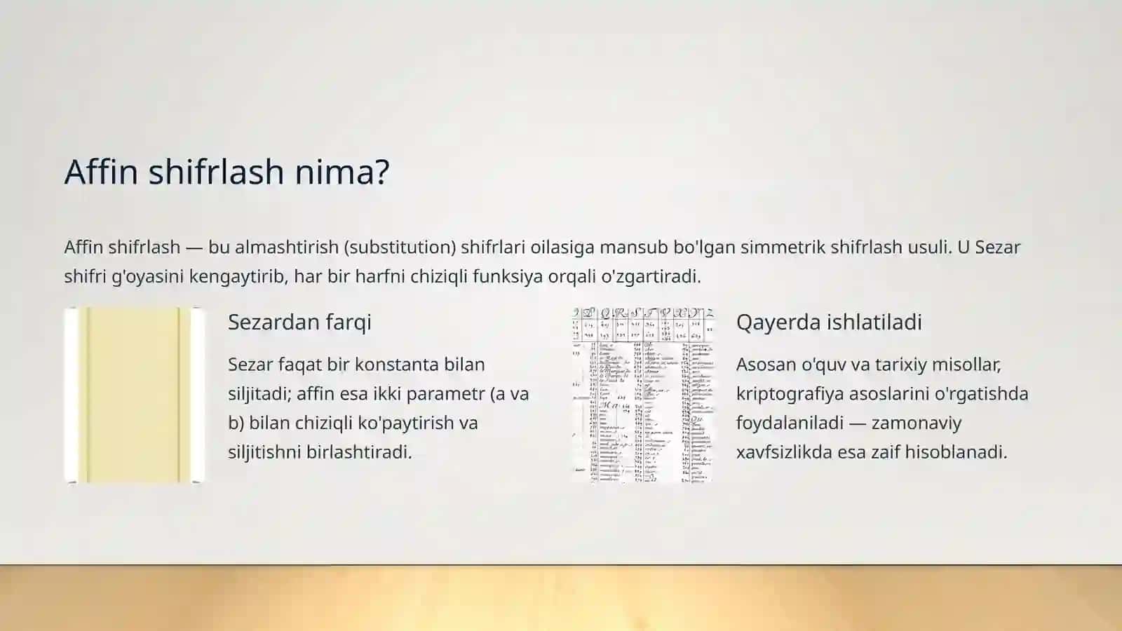 Affin shiftlash usuli 2