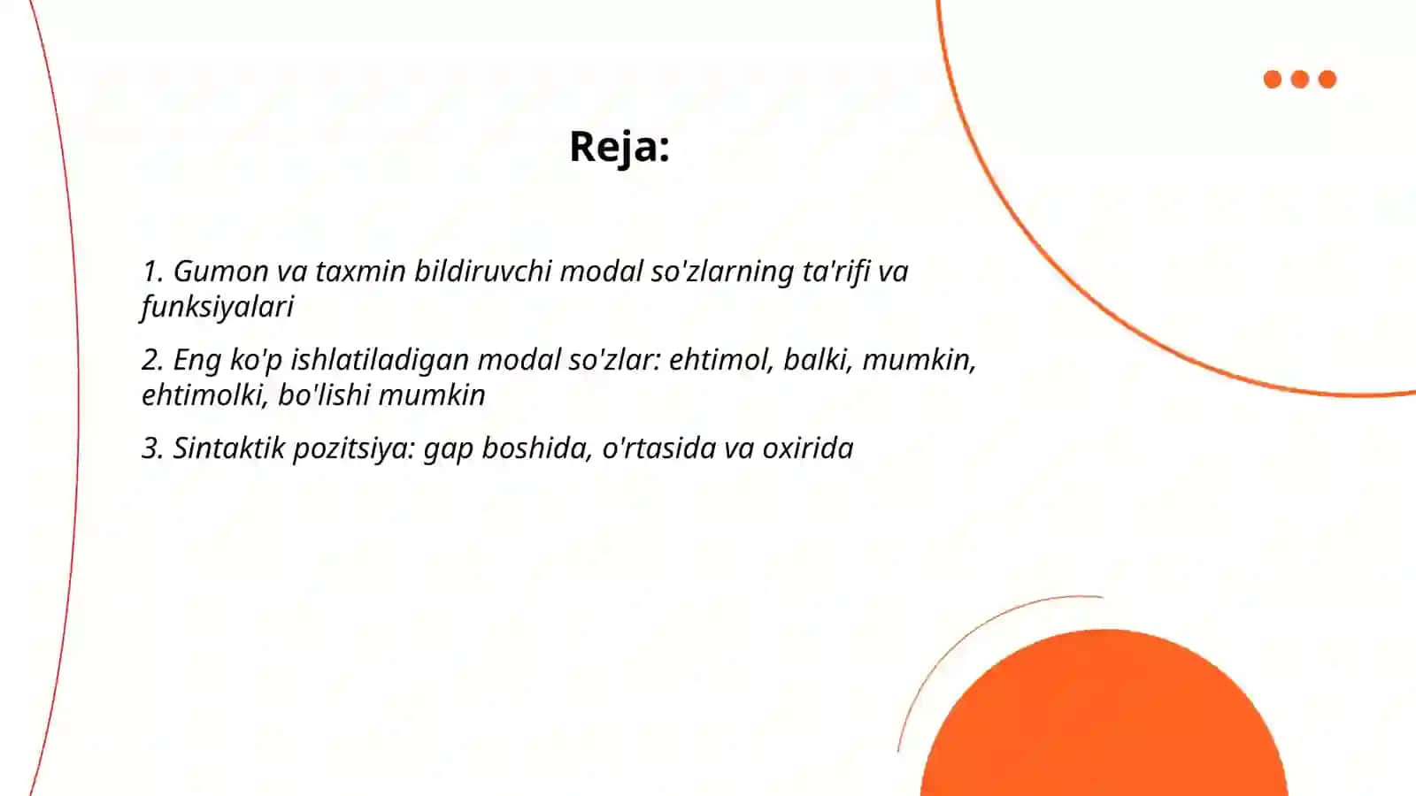 Gumon va taxmin bildiruvchi modal sózlar 2