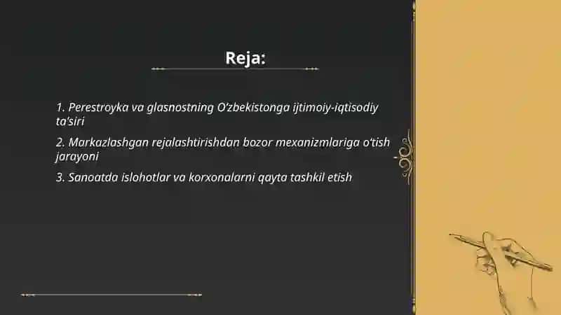 Perestroyka va glasnostning Oʻzbekistonga ijtimoiy-iqtisodiy ta'siri 2