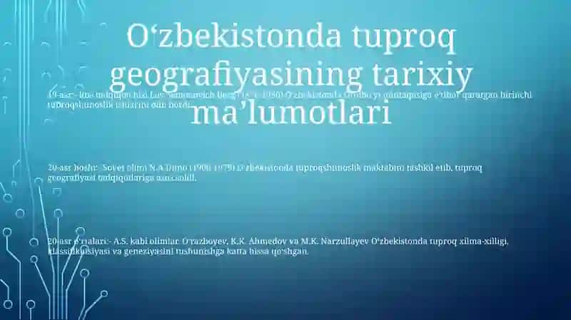 Ózbekistonda Tuproqlar Geografiyasini Rivojlanishi 2