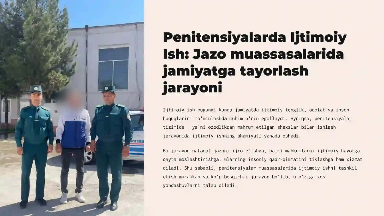 Penitensiyalar (qamoqxonada jazoni o‘tash muassasasi) ijtimoiy ishni tashkil qilish jarayonlari 2
