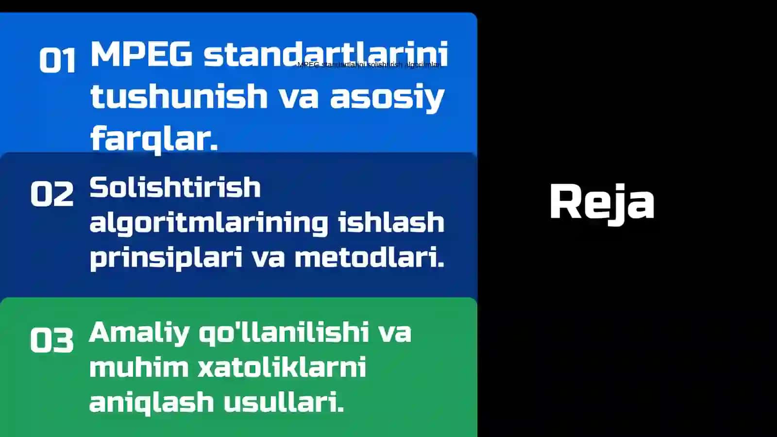 MPEG standartlarini solishtirish algoritmlari 2