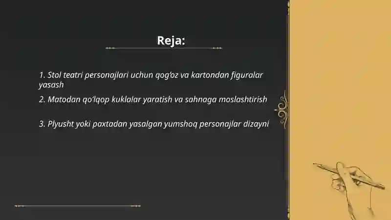 Stol teatri uchun personajlar yasash va uni sahnalshtirish 2