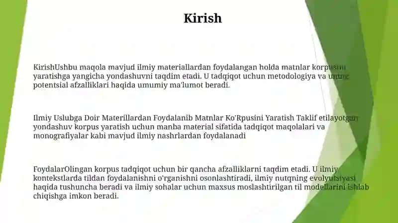 Ilmiy Uslubga Doir Materillardan Foydalanib Matnlar Ko'Rpusini Yaratish 2