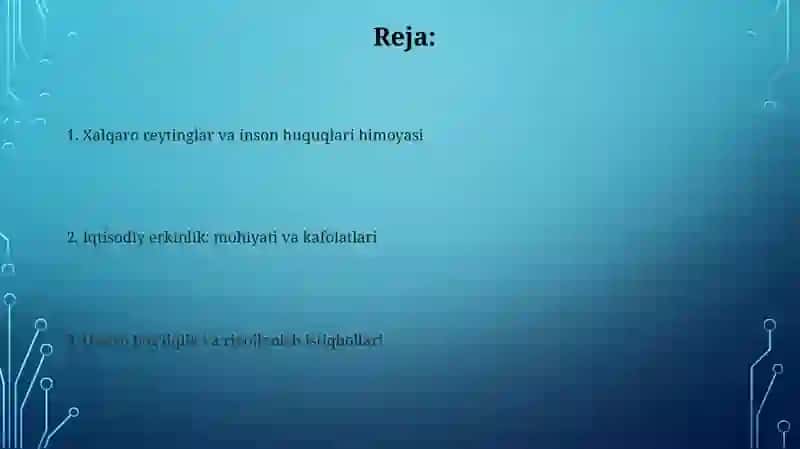 Xalqaro reytinglar va inson huquqlari himoyasi 2