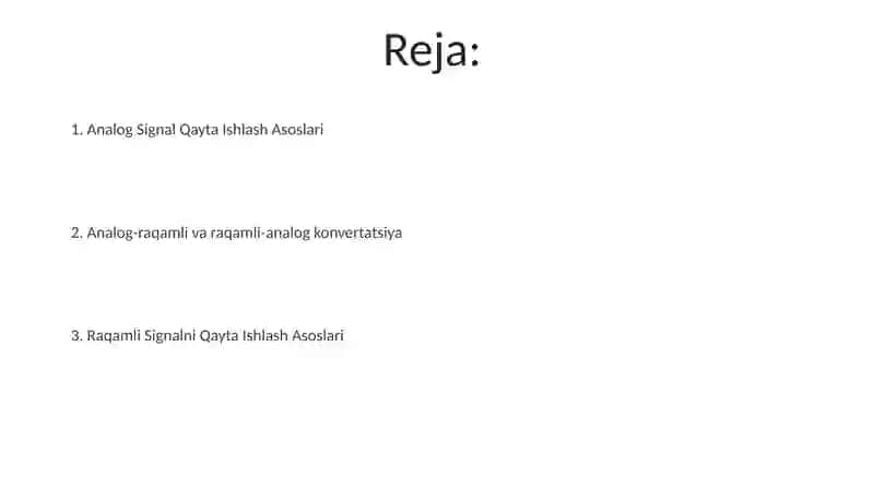Raqamli Signal Qayta Ishlash Asoslari 2