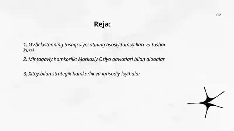 O'zbekiston Respublikasining jahon hamjamiyatda tutgan o'rni va rivojlanish istiqbollari 2