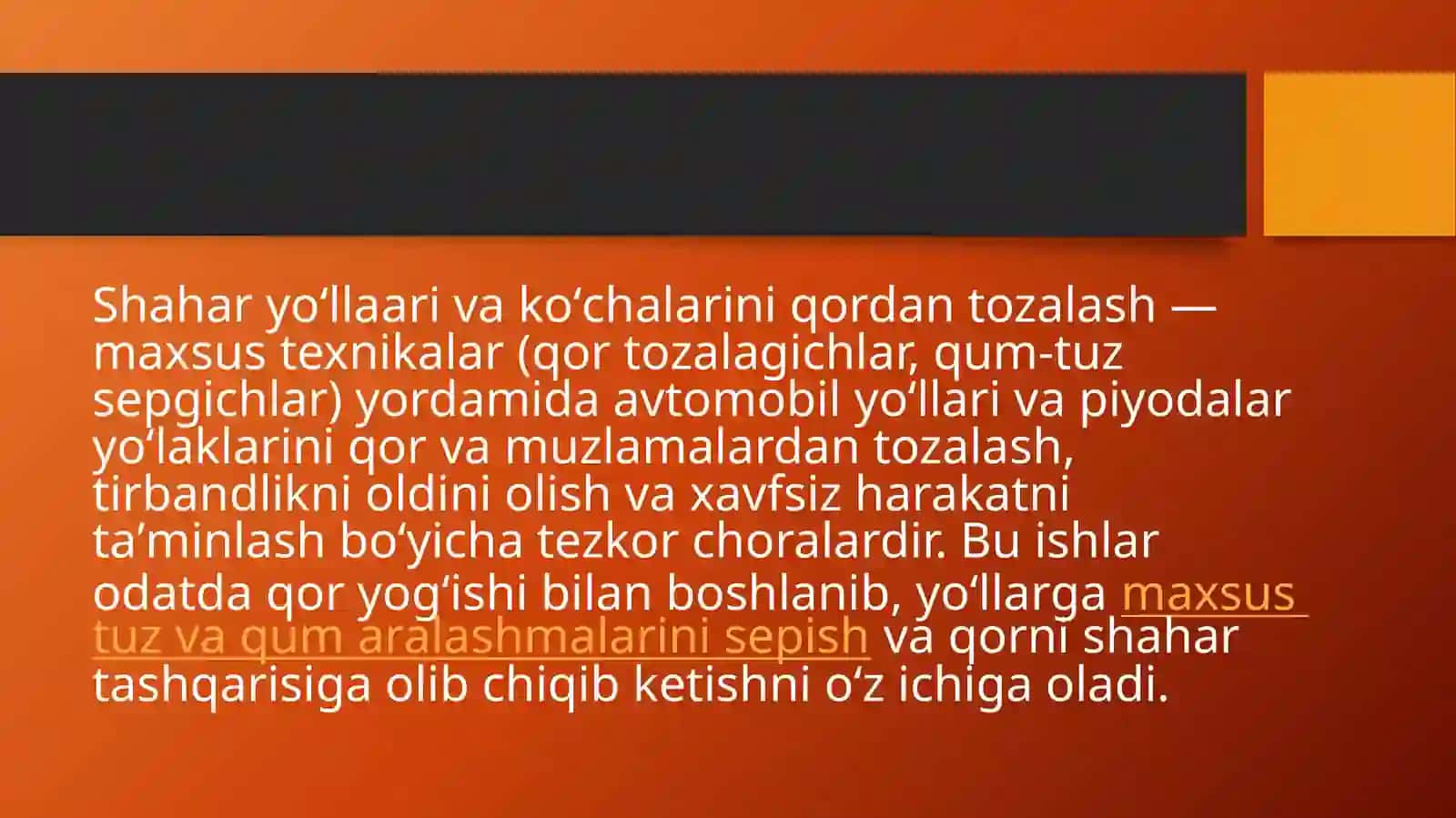 Shahar yo‘llari va ko‘chalarini qordan tozalash tadbirlari 2