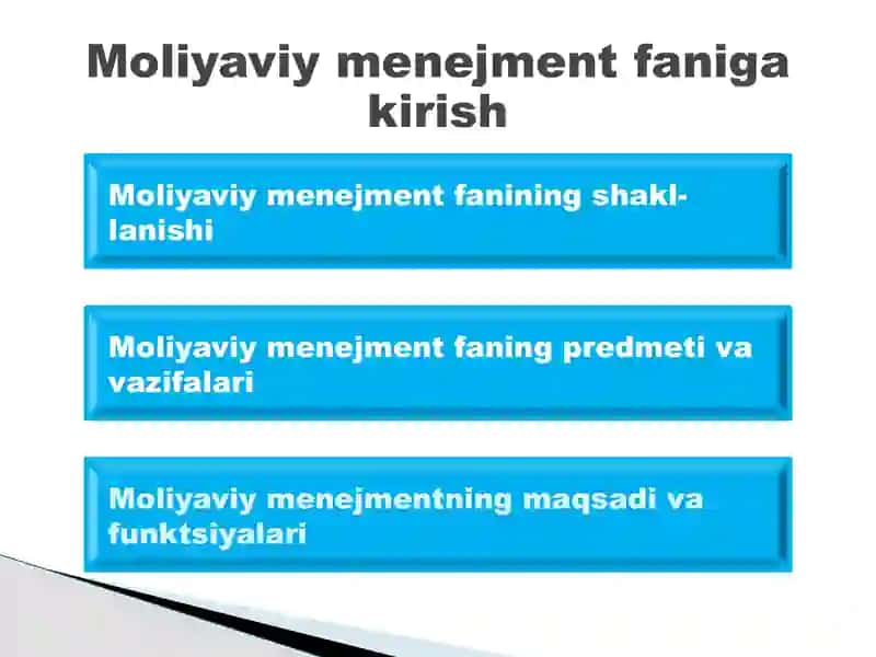 Moliyaviy menejment faniga kirish 2