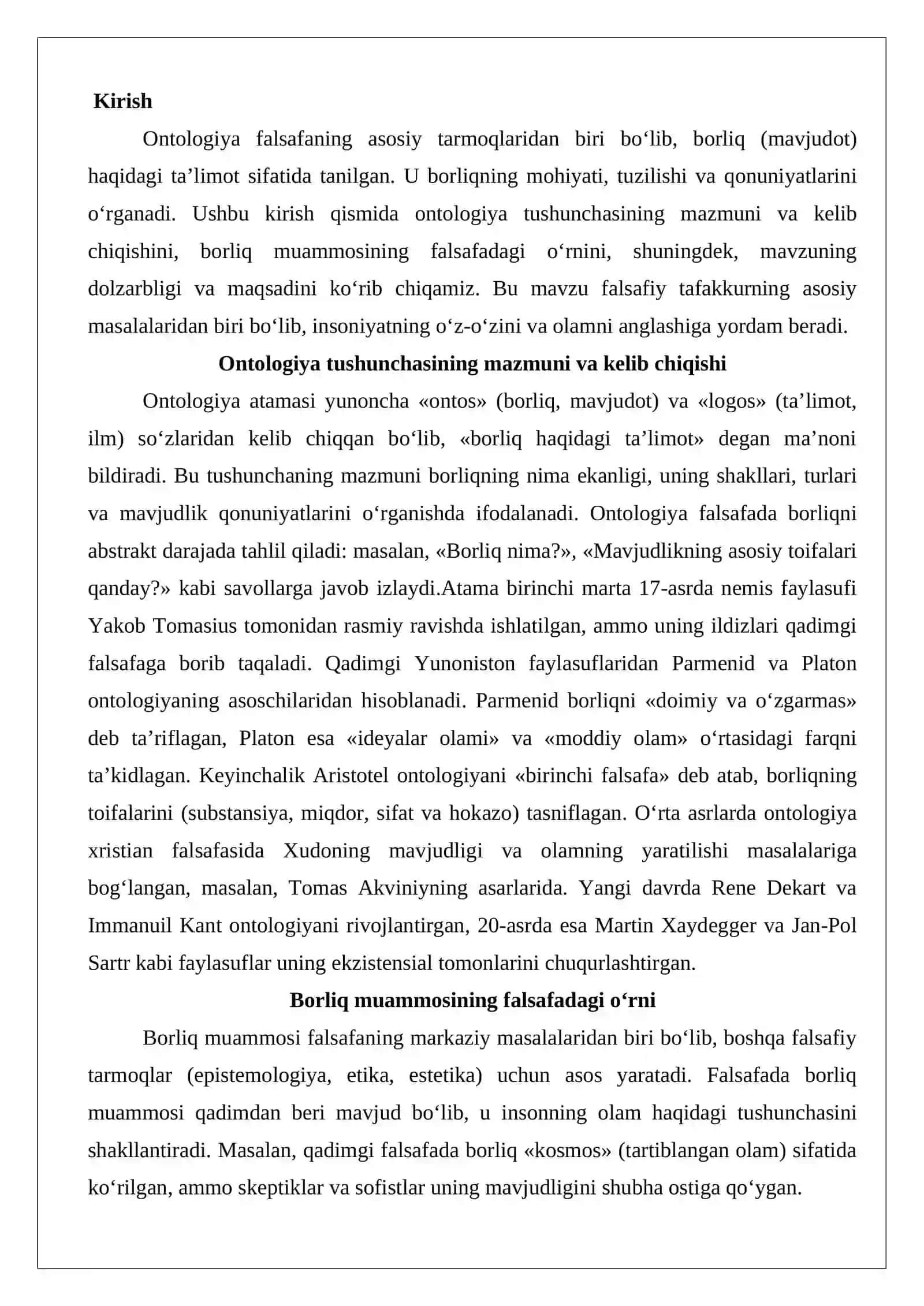 Ontologiya — borliq haqidagi ta’limot sifatida 2