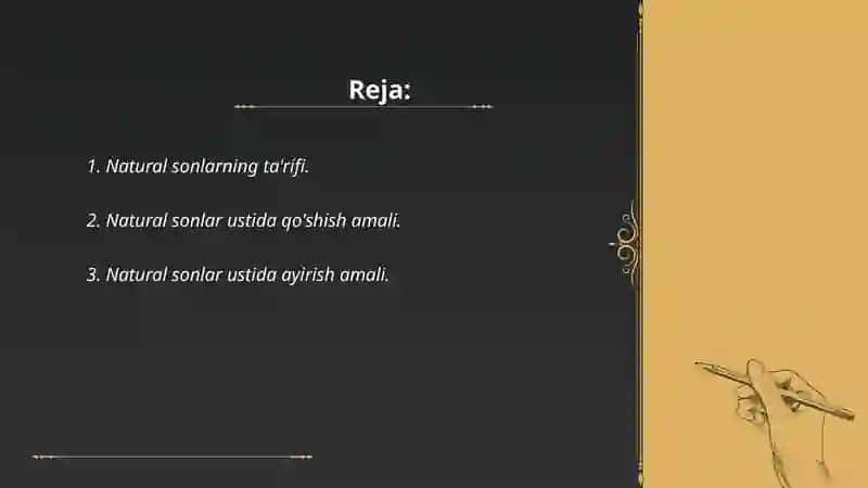 Natural sonlar va ular ustida amallarni o‘qitish metodikasi 2
