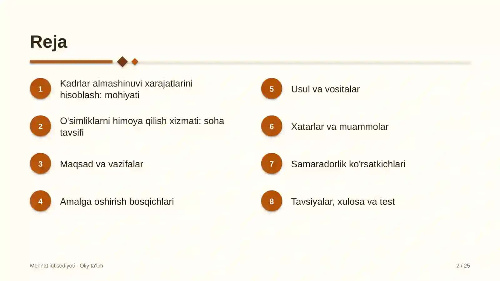 o'simliklarni himoya qilish xizmatida kadrlar almashinuvi xarajatlarini hisoblash 9720 2