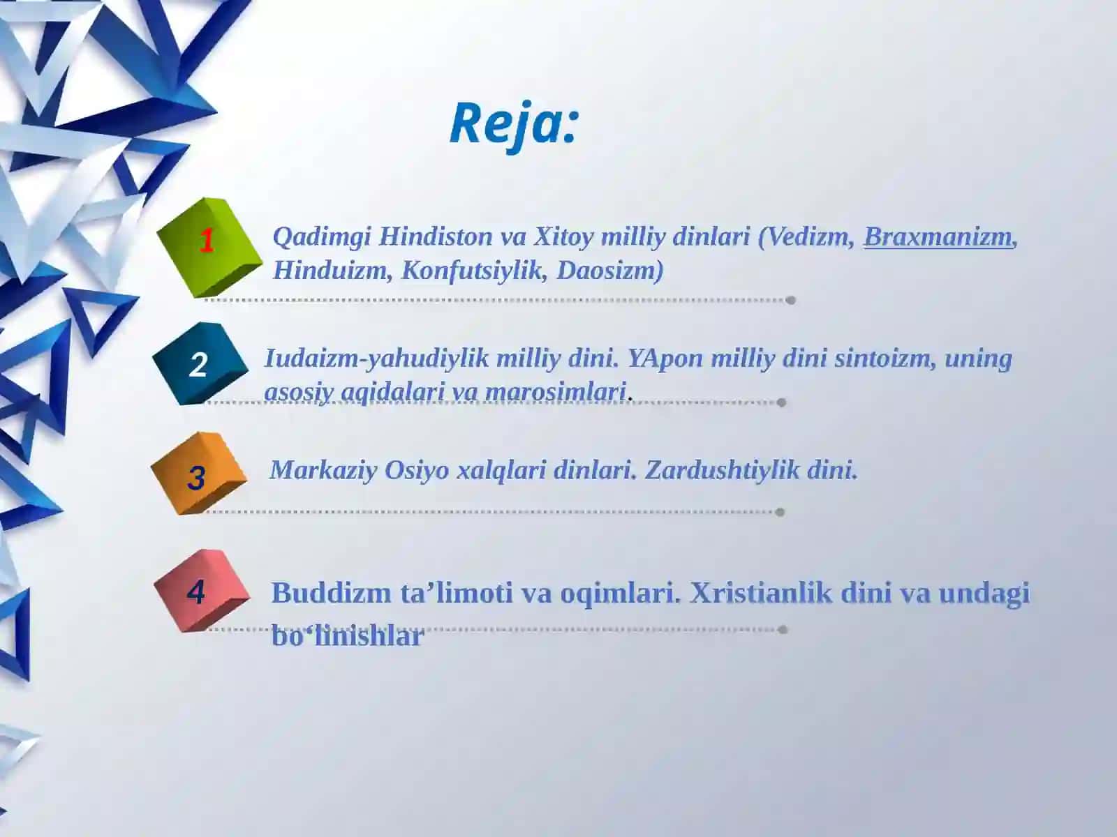 Milliy  dinlar tushunchasi, xususiyatlari va tasnifi 2