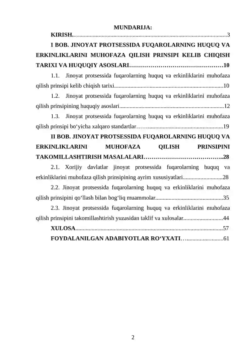 JINОYАT PRОTSESSIDА FUQАRОLАRNING HUQUQ VА ERKINLIKLАRINI MUHОFАZА QILISH PRINSIPI: NАZАRIY VА АMАLIY MАSАLАLАR 2