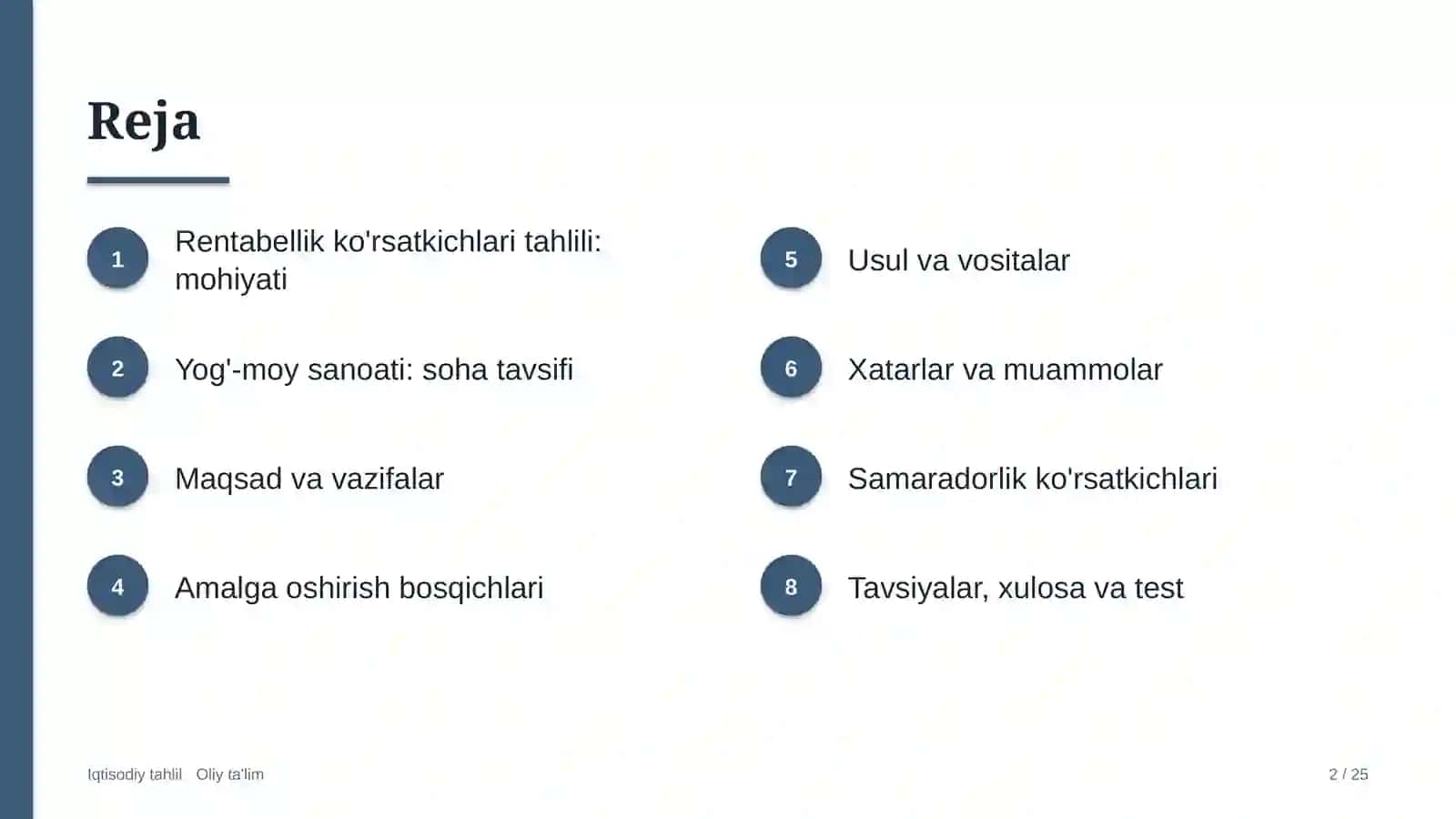 Yog'-moy sanoatida rentabellik ko'rsatkichlari tahlili 2