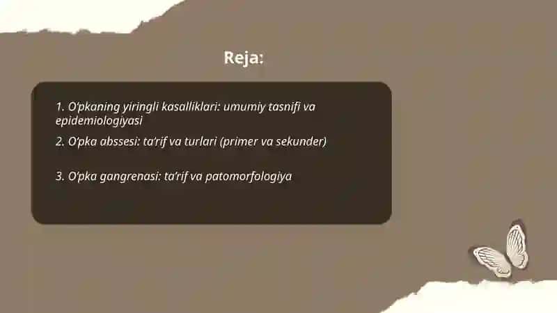 O‘pkaning yiringli kasalliklari.O‘pka abssesi va gangrenasi 2