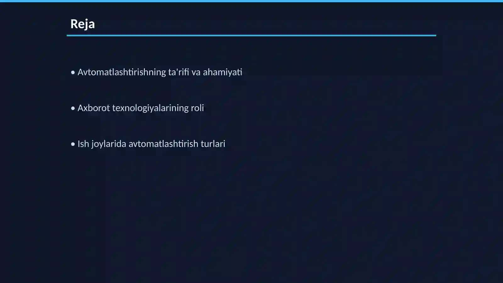 Avtomatlashtirilgan ish joylari Axborot texnologiyalari 2