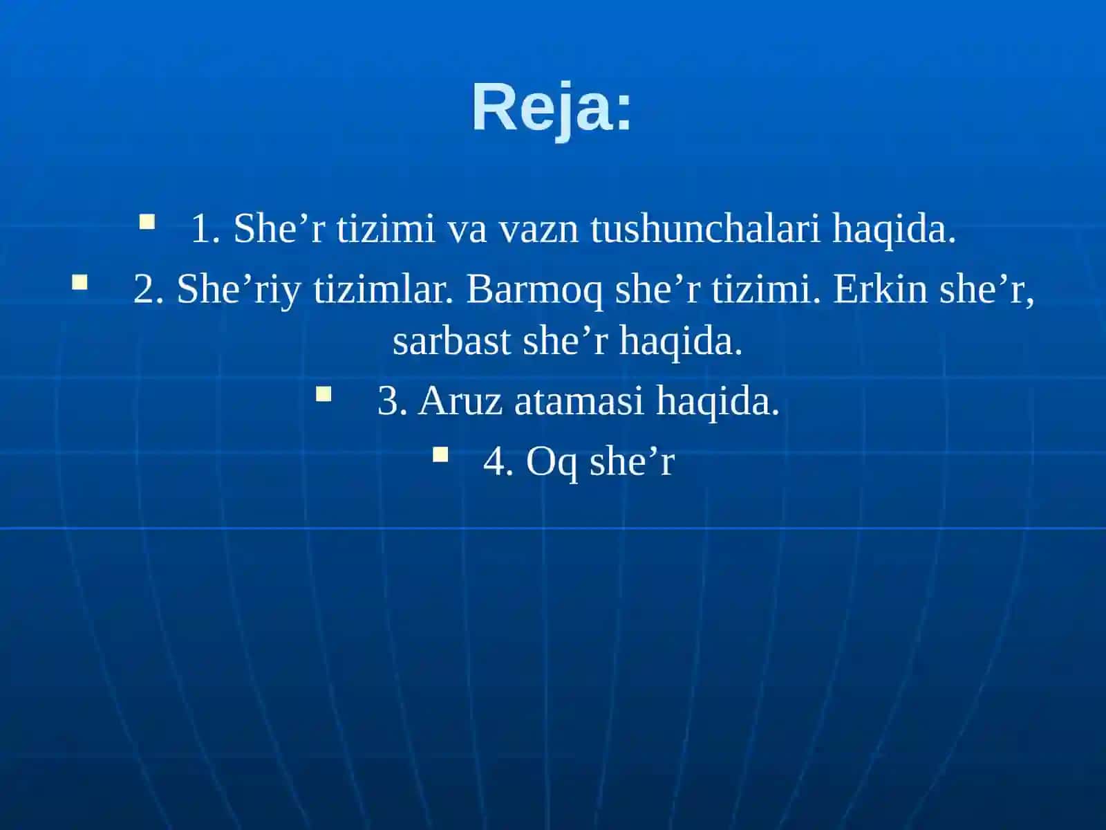 SHE’RTUZILISHIVA TIZIMLARI 2