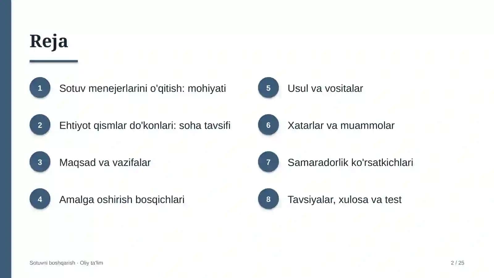 Ehtiyot qismlar do'konlarida sotuv menejerlarini o'qitish 2