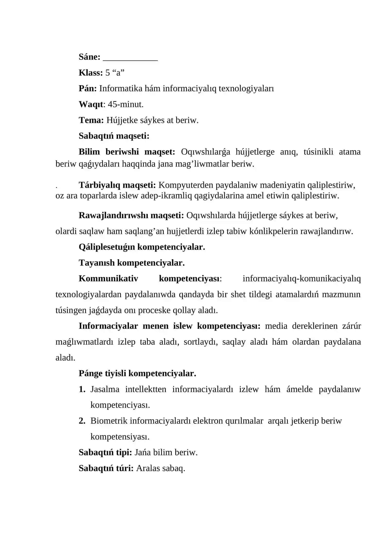 Hújjetke sáykes at beriw 2