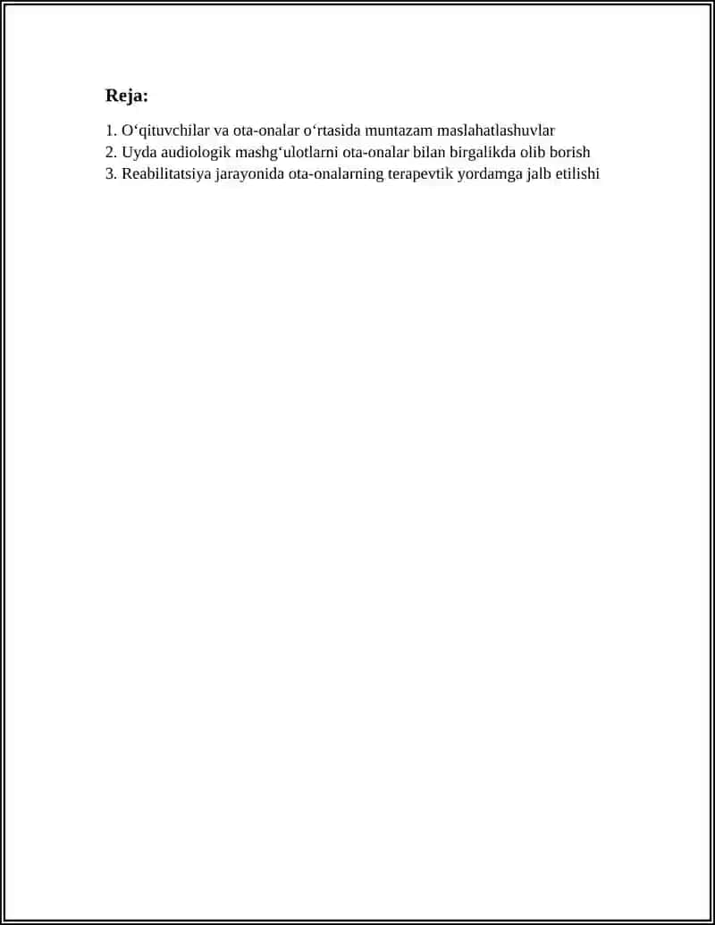 KOXLEAR IMPLANTLI BOLALAR OTA ONALARI BILAN HAMKORLIK SHAKILLAR 2