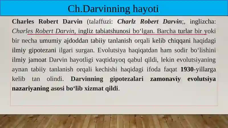 CH.Darvinning qisqacha mazmuni 2