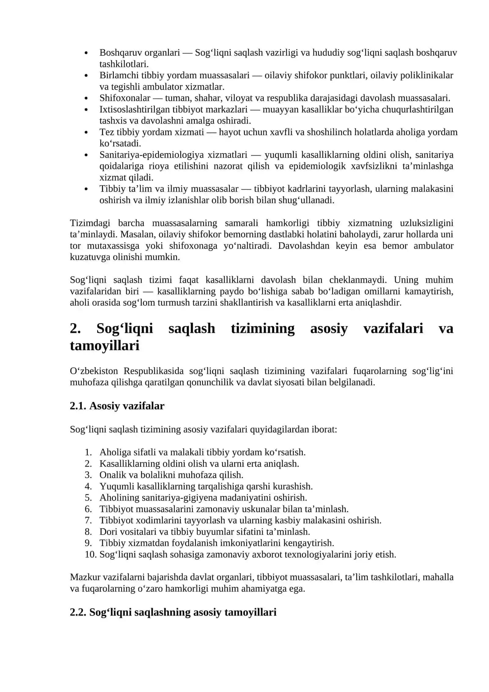 O‘ZBEKISTON RESPUBLIKASIDA SOG‘LIQNI SAQLASH TIZIMI 2