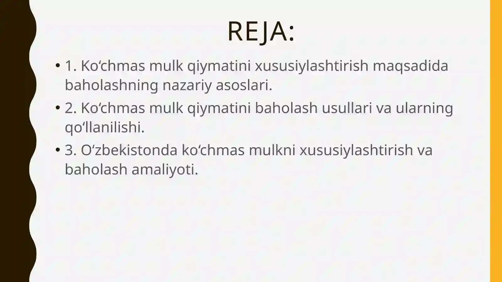 Ko'chmasmulk qiymatini xususiylashtirish maqsadi baholash 2